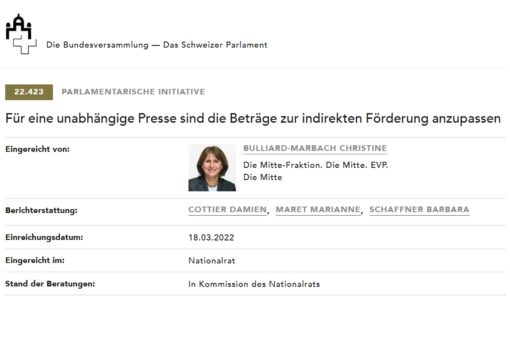 Für eine unabhängige Presse sind die Beträge zur indirekten Förderung anzupassen